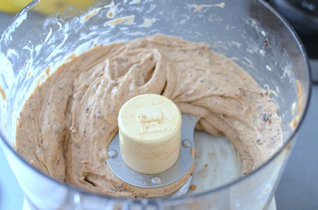 I blend in the food processor until the "ice cream" reaches this consistency.