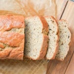 sliced banana bread on counter.