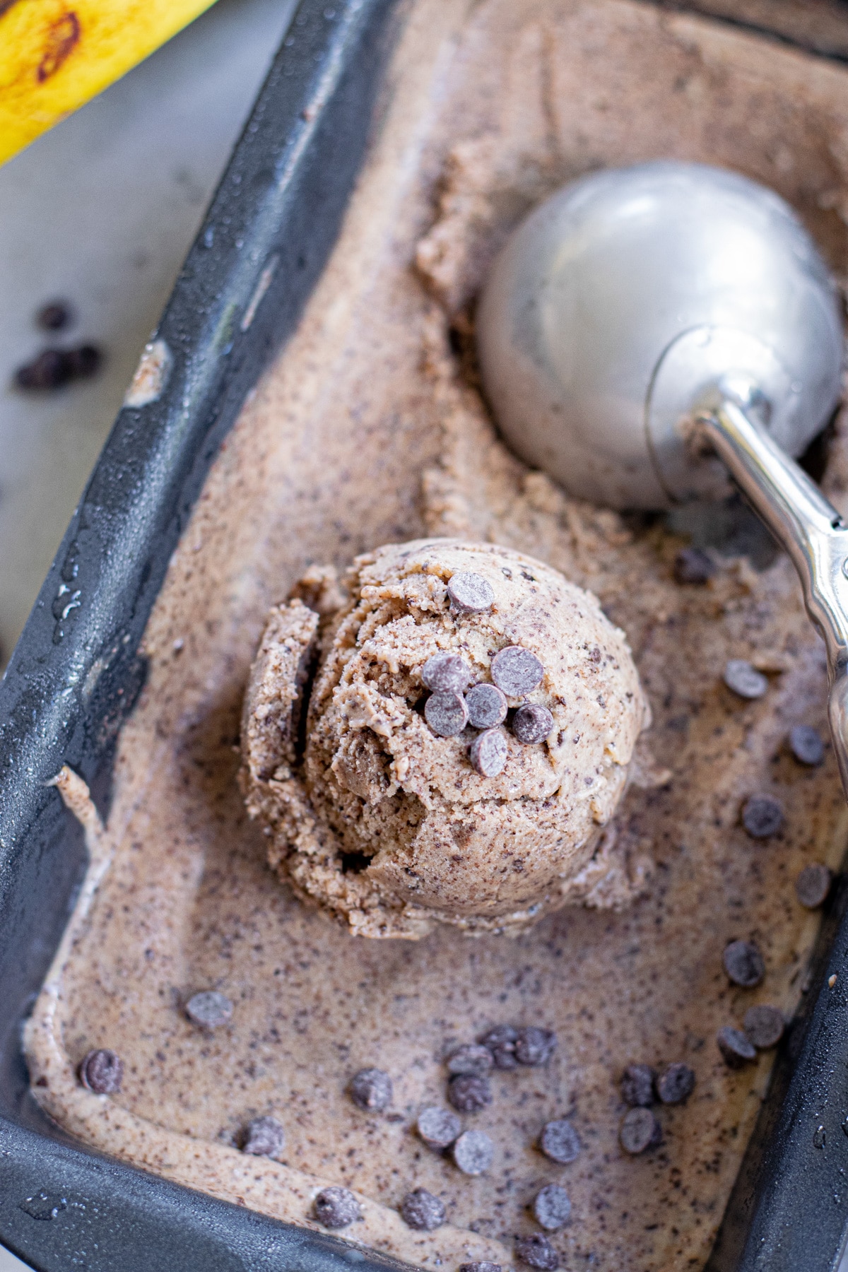 scoop of peanut butter banana ice cream