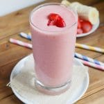 Strawberry Banana Smoothie in a glass.