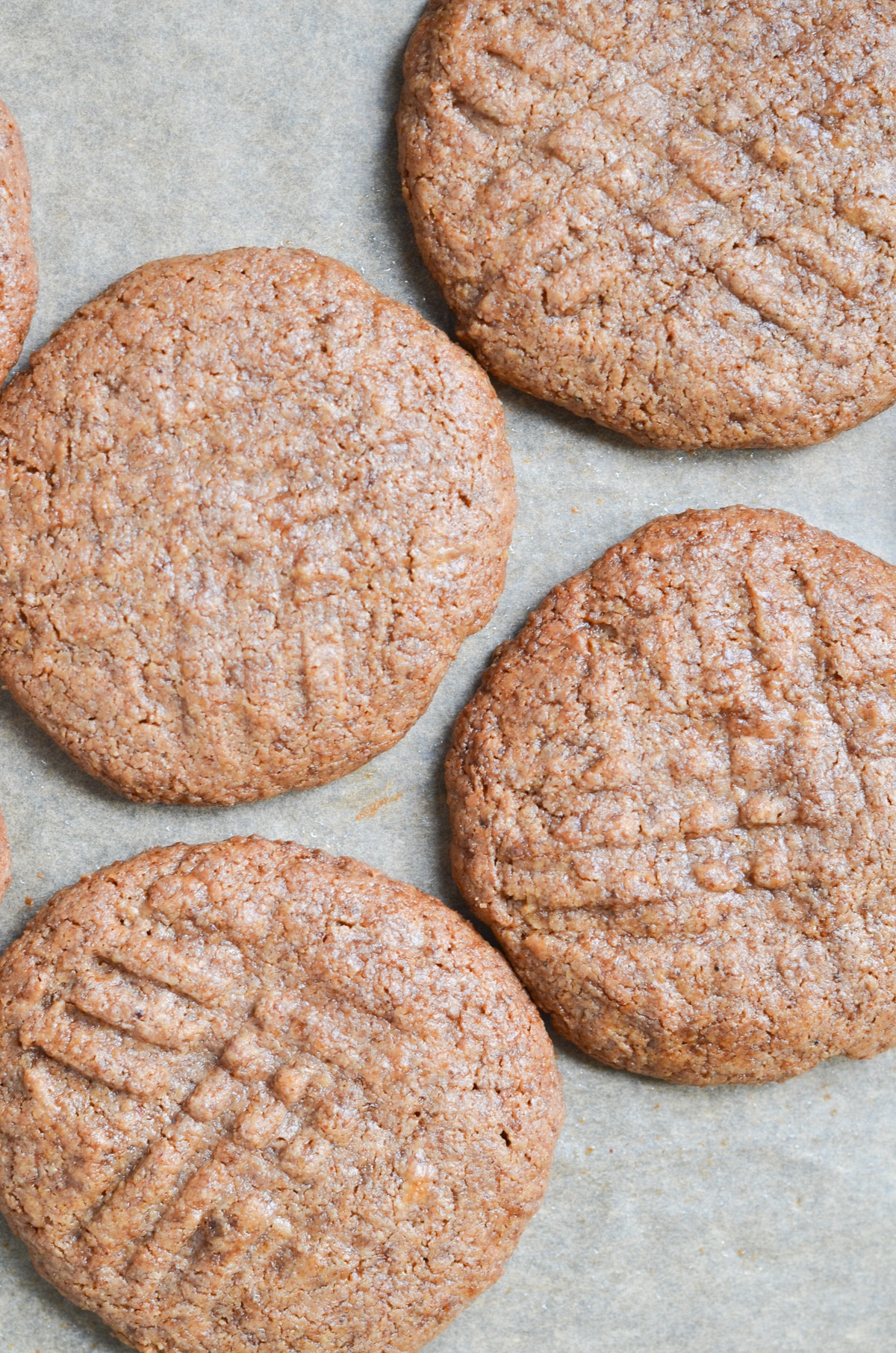 almond butter cookies on baking tray.