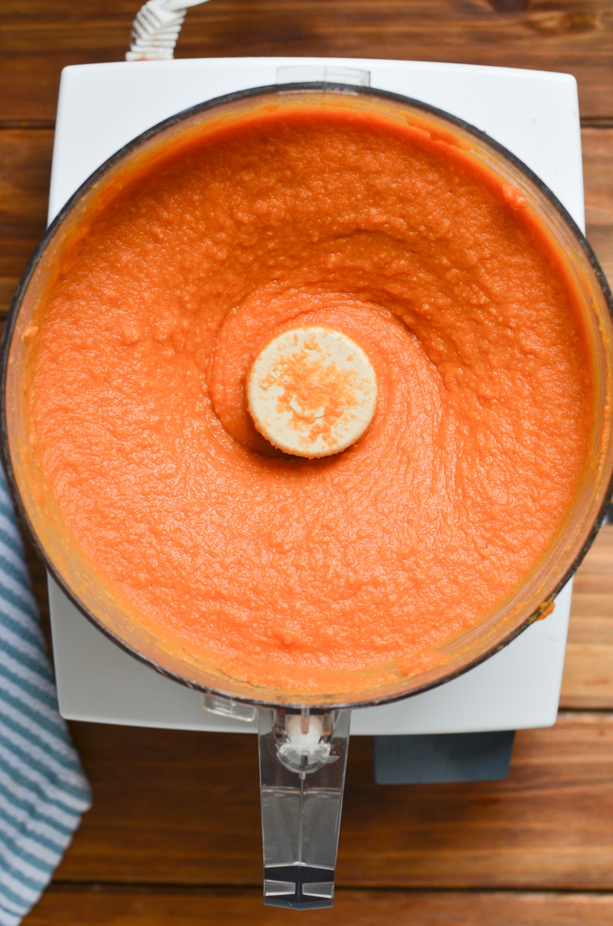 mashed sweet potatoes in food processor.