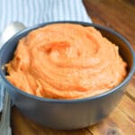 mashed sweet potatoes in a bowl.