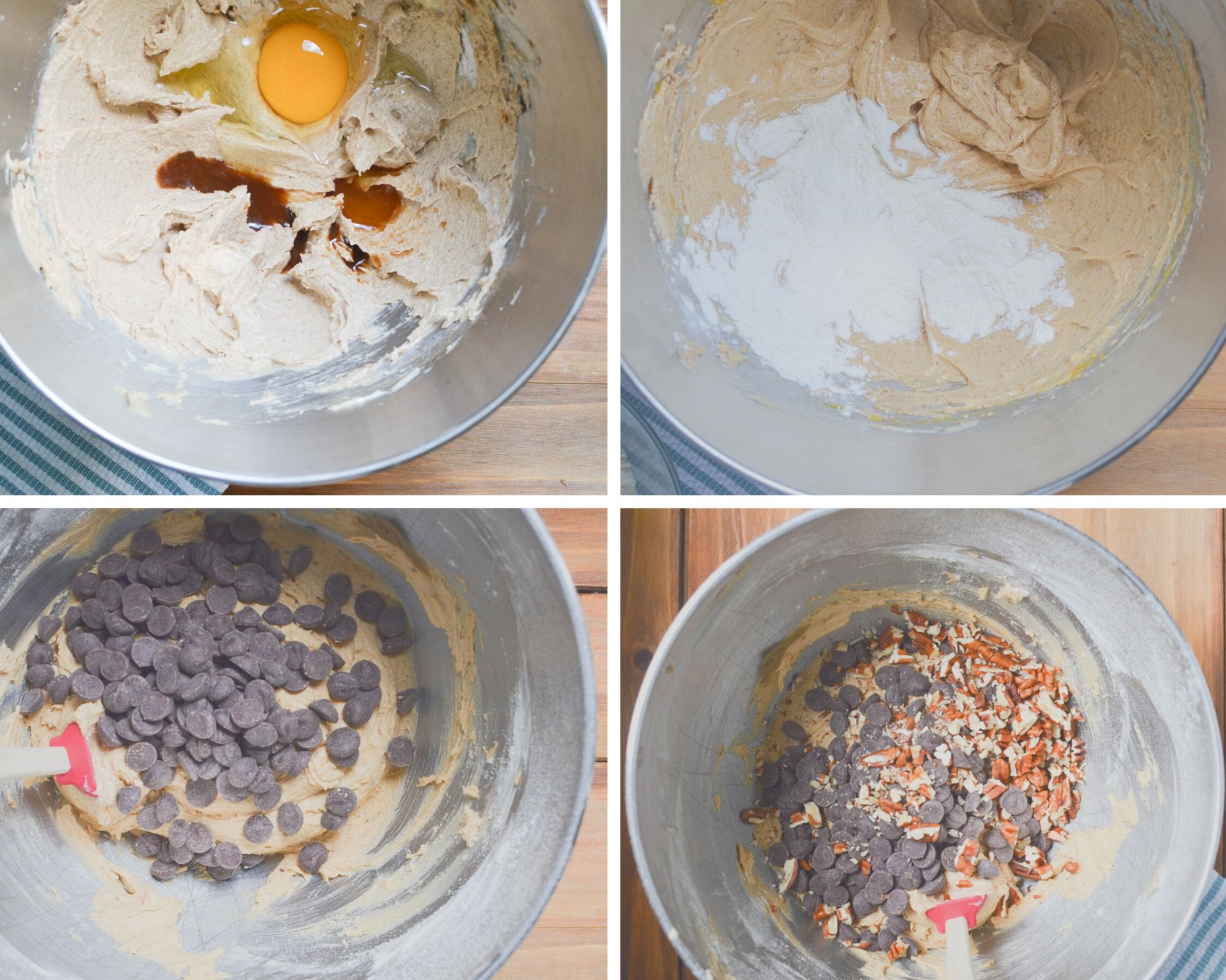 photos showing steps to make chocolate chip blondies