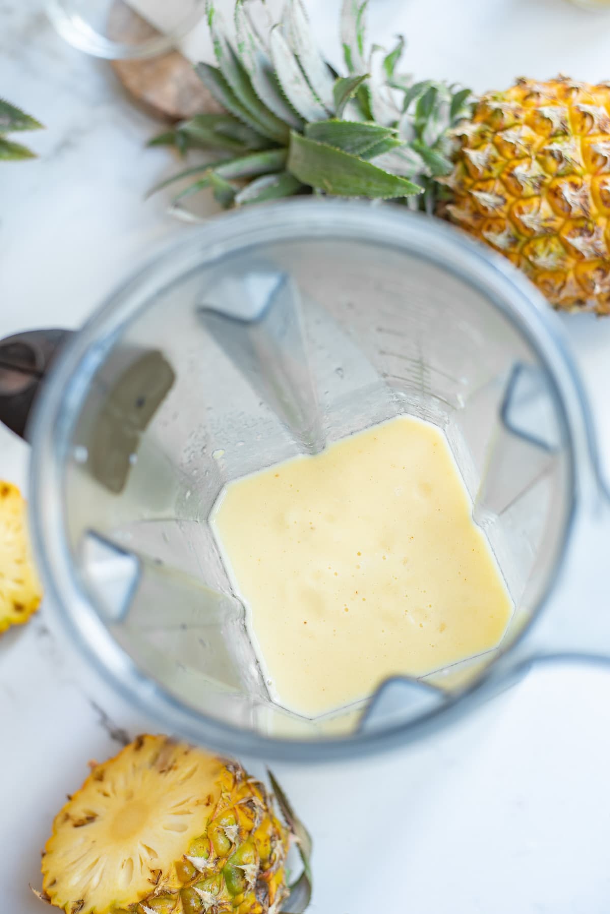 pineapple smoothie in a blender.