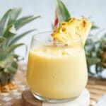 pineapple smoothie in a glass.