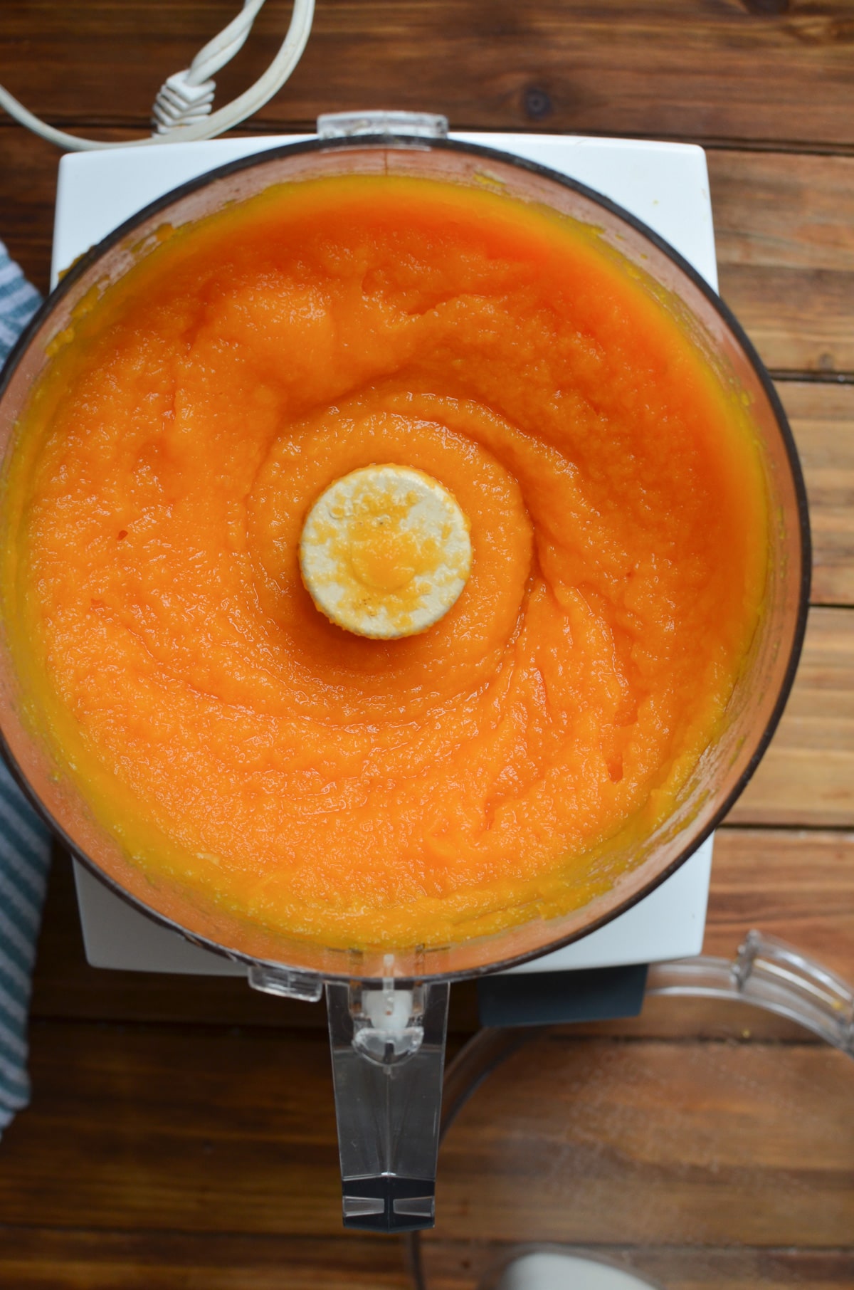 butternut squash puree in food processor.