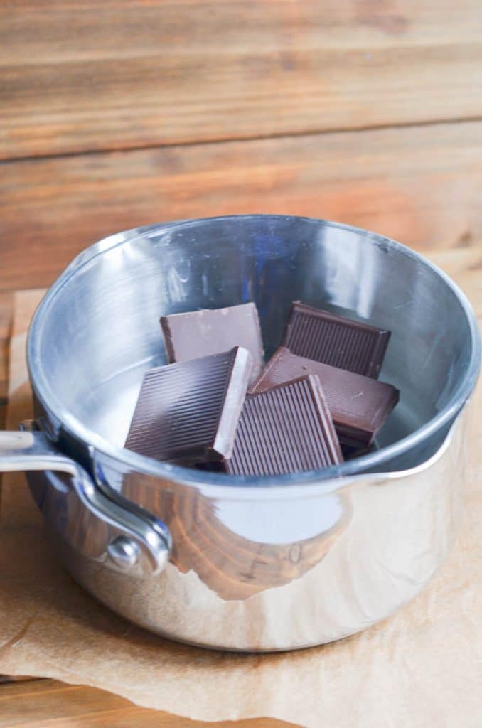 chocolate in saucepan melting.