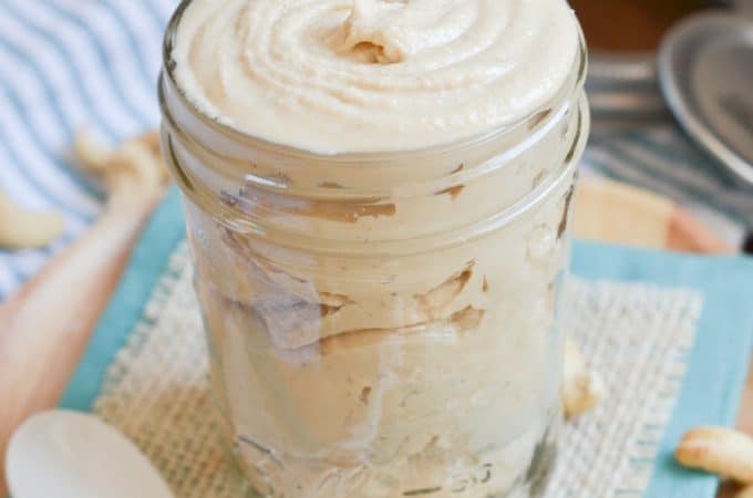 cashew butter in a jar.