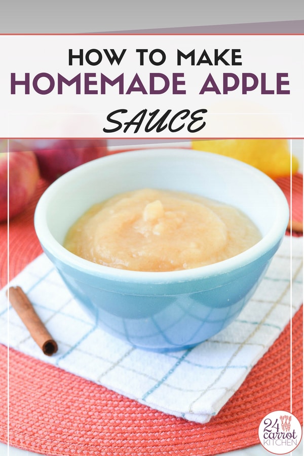 Make this homemade (unsweetened) applesauce in less than 20 minutes! Use fresh apples from apple picking adventures or apples available year round. #Paleo #vegan #grain-free #gluten-free #dairy-free #applesauce