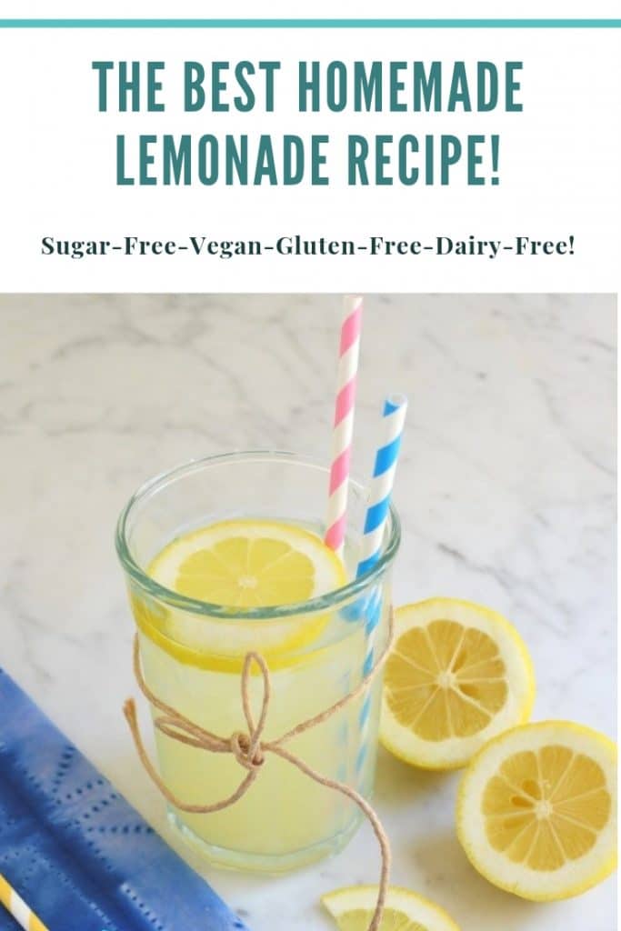 Homemade sugar-free lemonade recipe in glass!