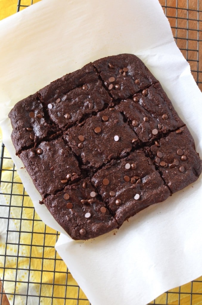 Flourless Brownies on cooling rack - 24 Carrot Kitchen