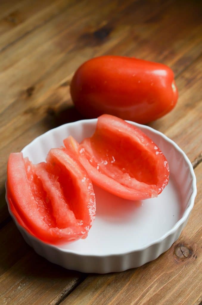 deseeded tomatoes for guacamole recipe.