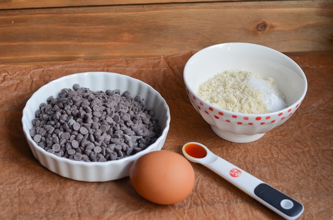 ingredients for chocolate fudge cookies on counter.