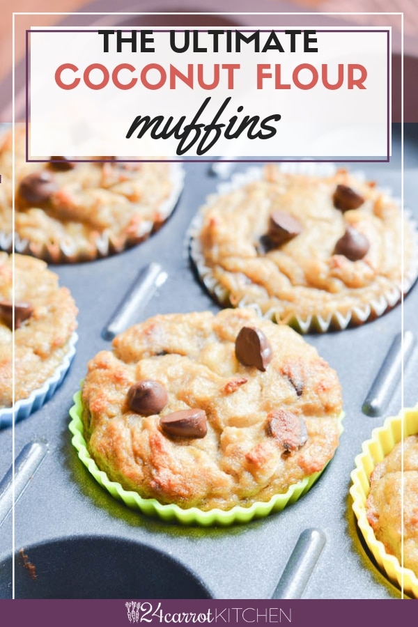Enjoy these delicious, fluffy, coconut flour muffins for breakfast, snack or anytime! Just a few ingredients needed to whip up this amazing treat! #gluten-free #Paleo #nut-free #dairy-free #muffins