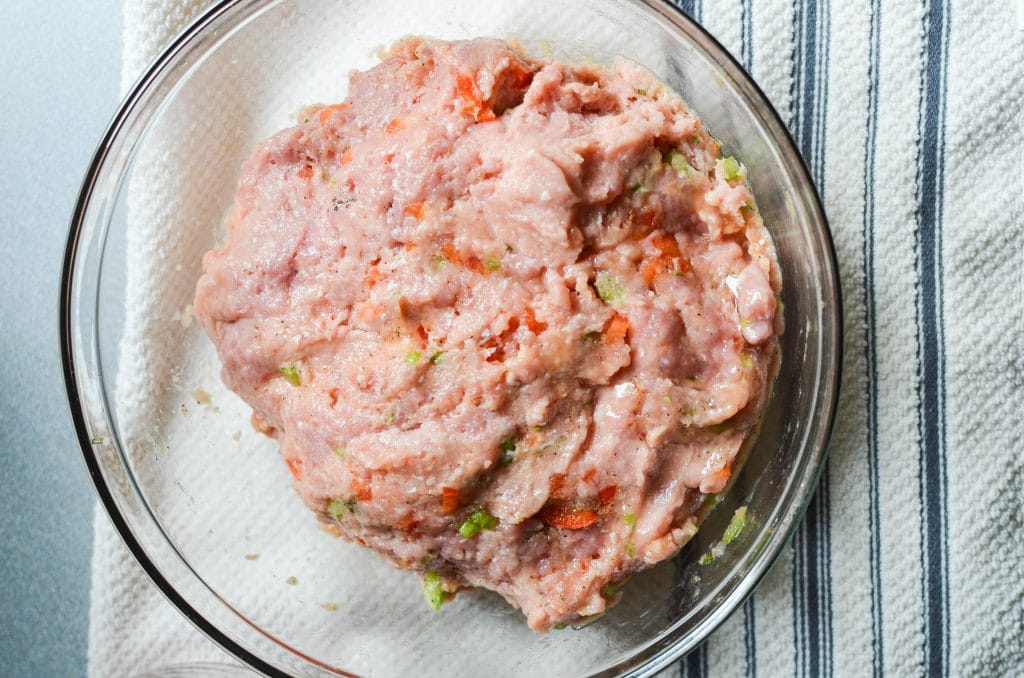 Paleo Meatloaf - ingredients all mixed up in bowl - 24 Carrot Kitchen