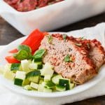 Paleo Turkey Meatloaf on plate - 24 Carrot Kitchen