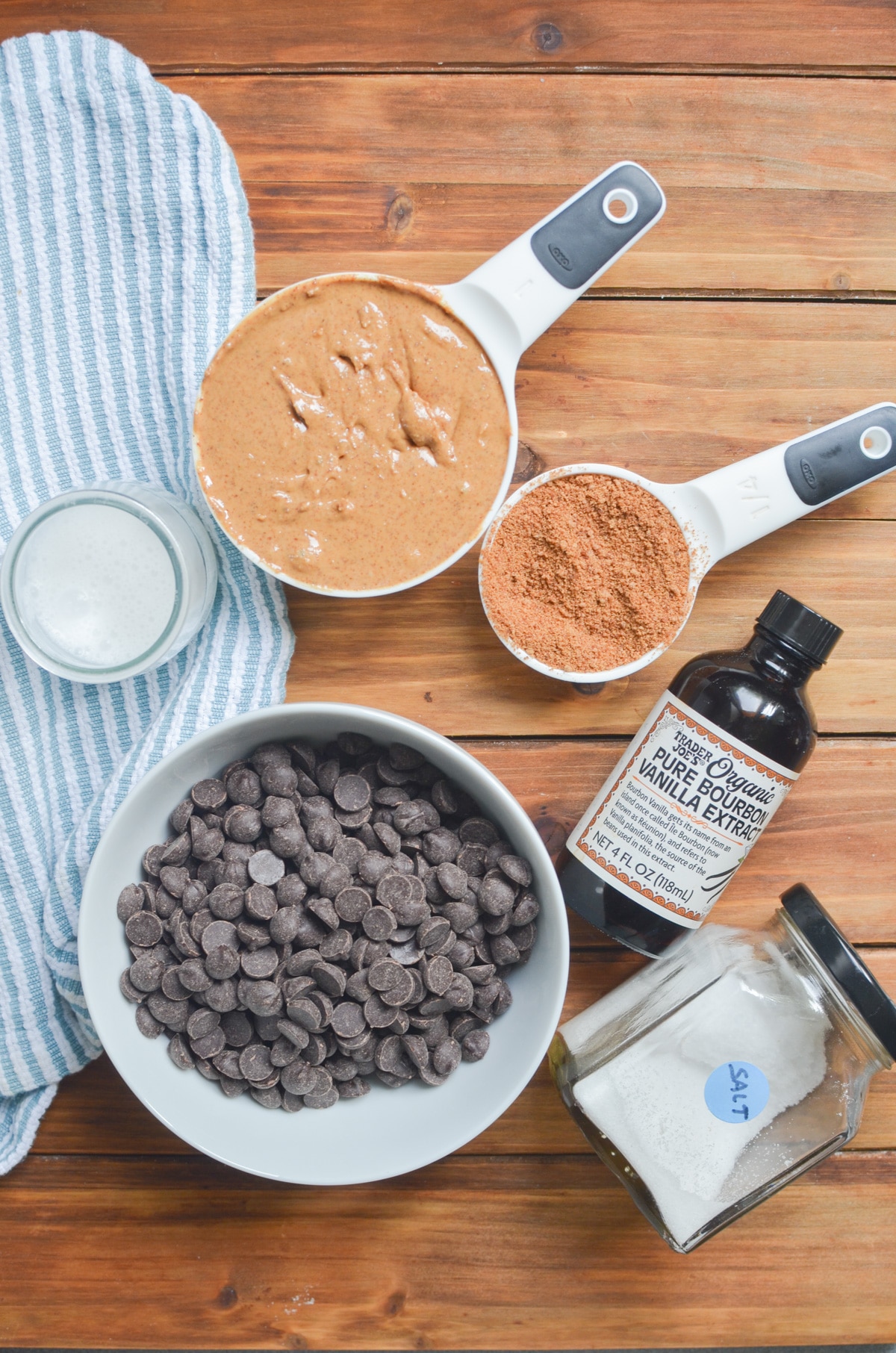 ingredients for vegan fudge on counter.