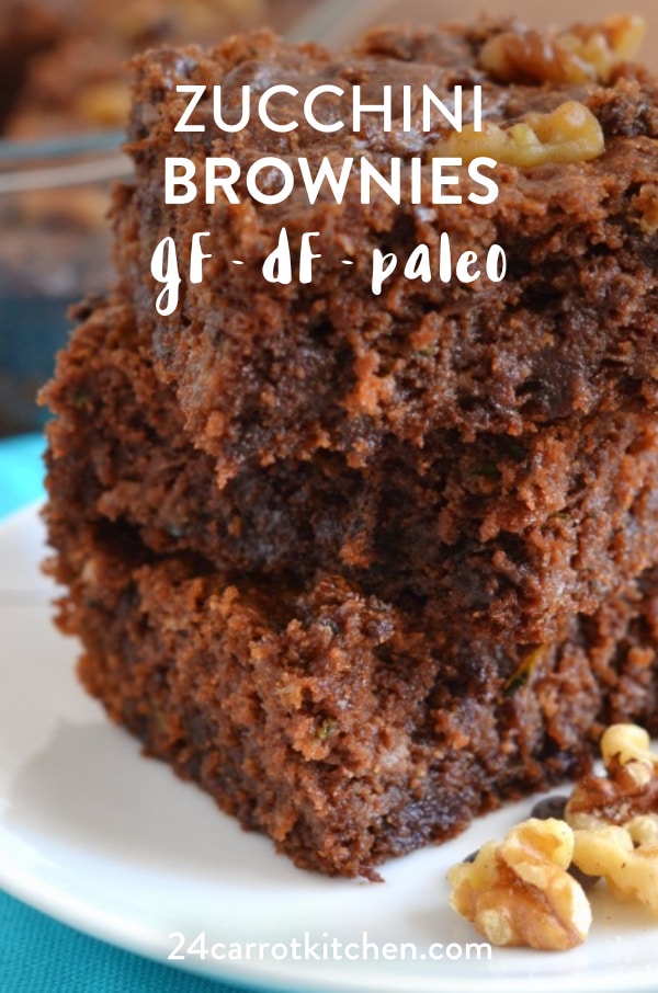The fudgiest, delicious zucchini brownies! #Paleobrownies #Paleo #gluten-free #dairy-free #grain-free #Paleodesserts #dessert #zucchini