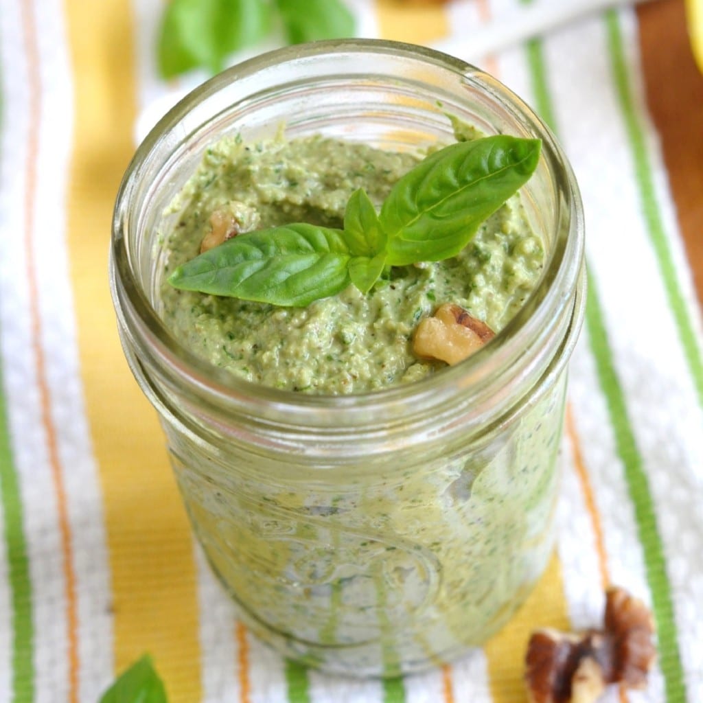 Paleo pesto in glass jar - 24 Carrot Kitchen