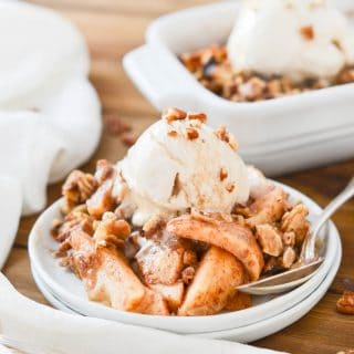Paleo Apple Crisp with ice cream - 24 Carrot Kitchen