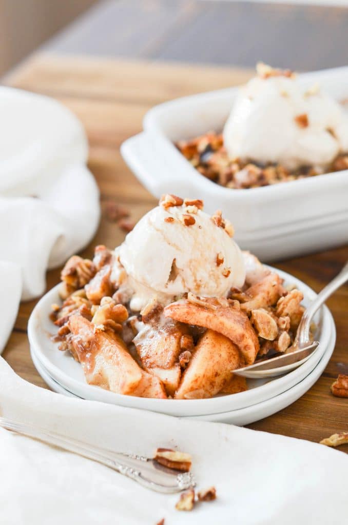 Paleo Apple Crisp with ice cream - 24 Carrot Kitchen