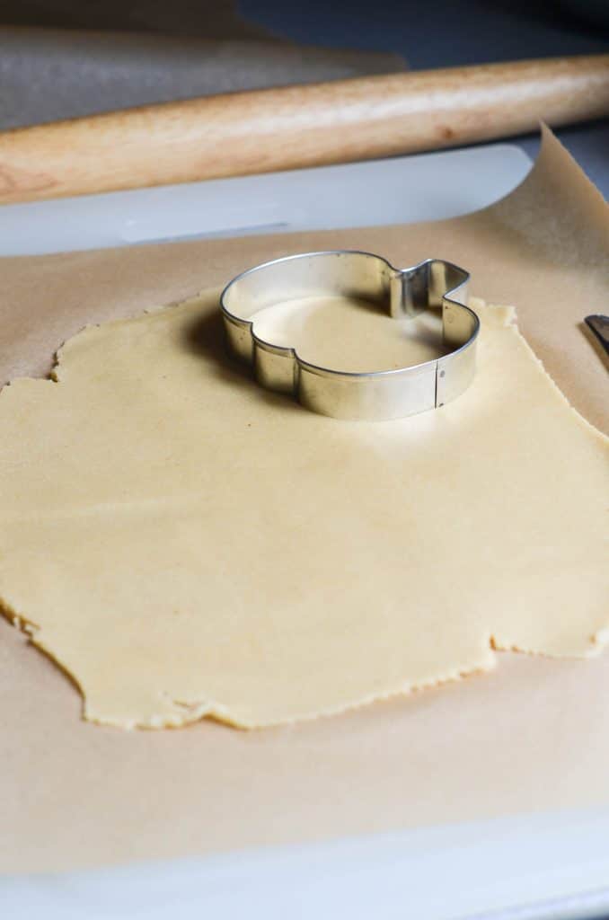 The BEST Vegan Sugar Cookies! vegan Sugar Cookies dough rolled out - 24 Carrot Kitchen