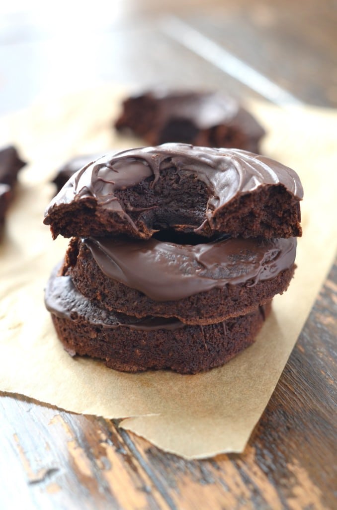 Chocolate Vegan Donuts Recipe - stack of donuts - 24 Carrot Kitchen