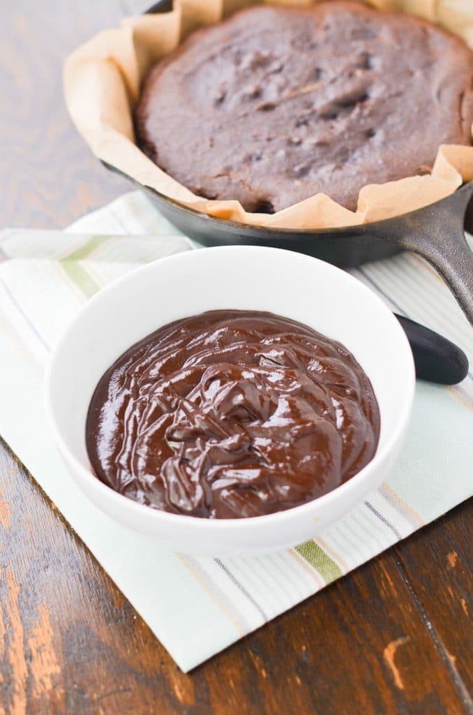 Dairy-free chocolate ganache in a bowl.