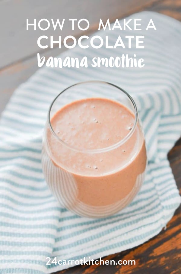 Dairy-free Chocolate Banana Smoothie with just a few ingredients and super easy to make! Tastes like a chocolate shake, but much healthier! #Paleo #chocolate #smoothie #dairy-free #gluten-free #cacao #grain-free #vegan