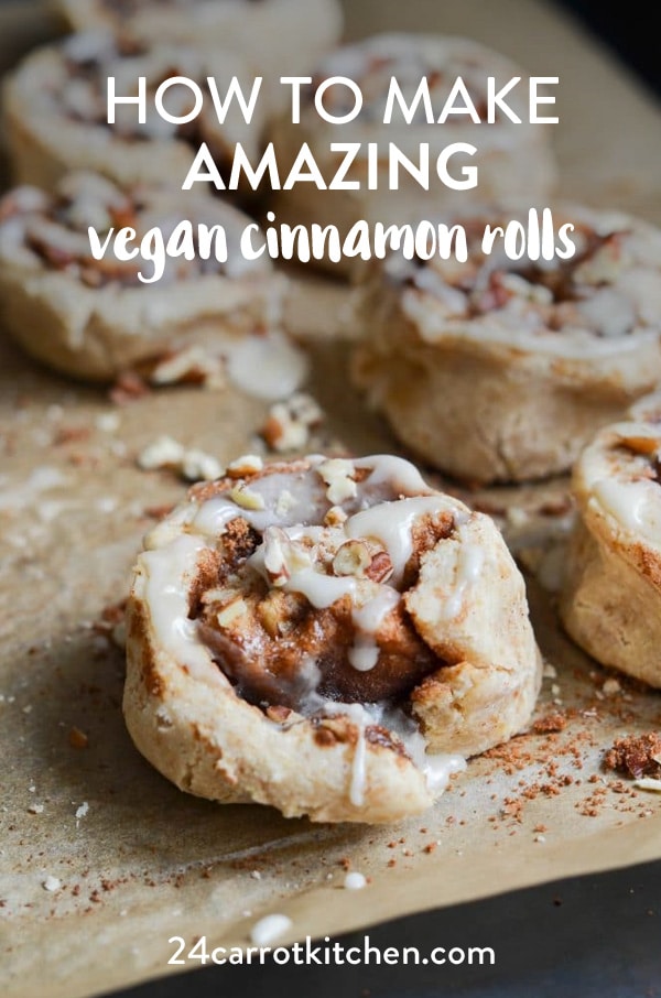 The Most Delicious Vegan Cinnamon Rolls! #Paleo, #grain-free #gluten-free #dairy-free. Great on a Sunday morning with coffee or tea. A great breakfast, snack or dessert. Simple, whole foods ingredients. Yum!