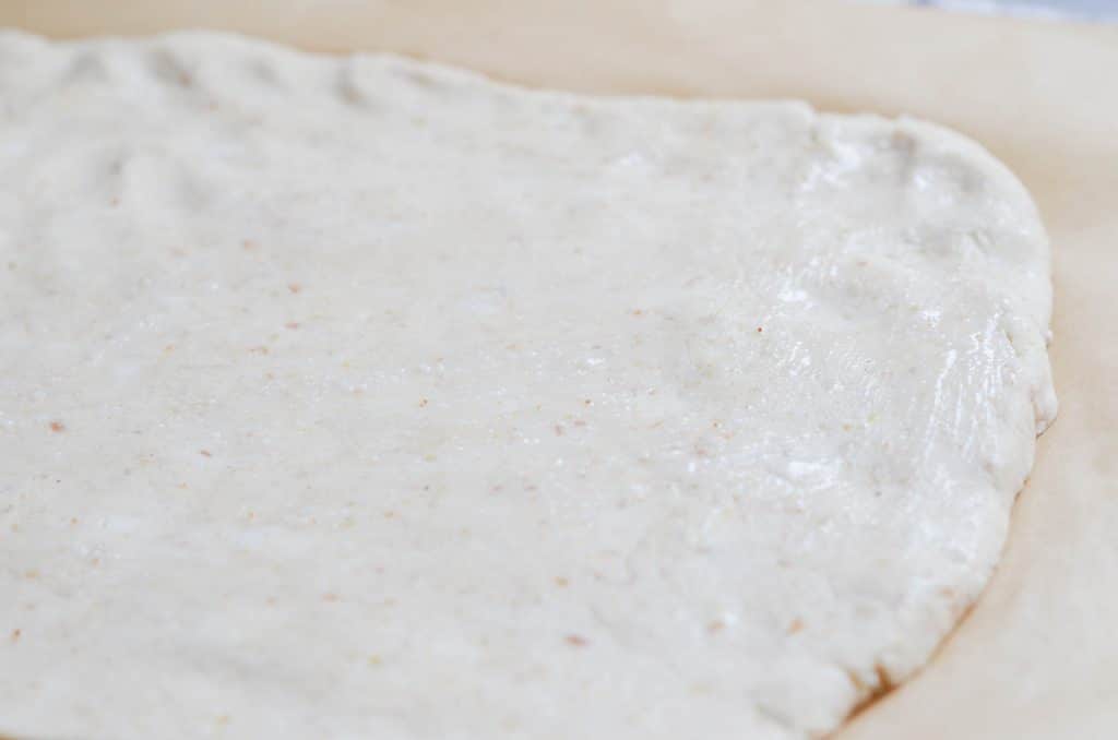 Vegan Cinnamon Rolls dough rolled out with coconut oil - 24 Carrot Kitchen