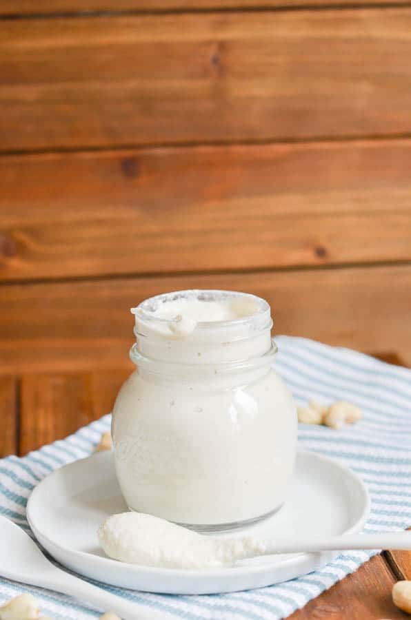 Dairy-Free Sour Cream in glass jar. 24 Carrot Kitchen