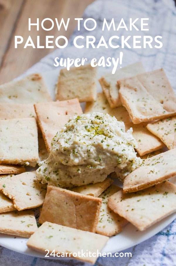 Make these crispy Paleo crackers with just a few ingredients! Dip in some vegan cream cheese or your favorite spread! #Paleo #vegan #dairy-free #grain-free #gluten-free #crackers #whole30