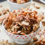 vegan granola in a glass bowl.