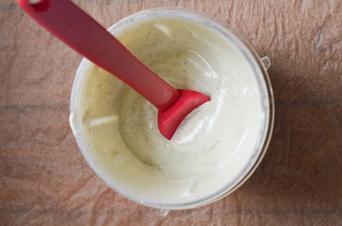 Vegan ranch dressing in blender.