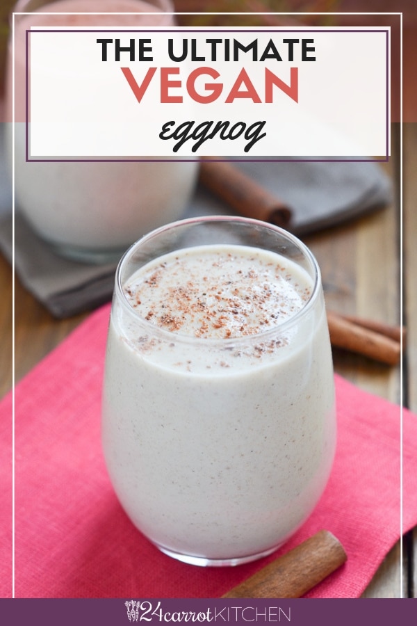 Creamy, full of flavor, vegan eggnog recipe that is so easy to make! Add a sprinkle of fresh ground nutmeg or cinnamon, and of course, a pinch of rum is delightful for this delicious Christmas holiday drink! #vegan #Paleo #eggnog #dairy-free #holidays