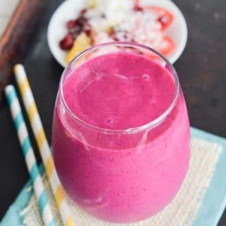 Dragon Fruit Smoothie in glass.