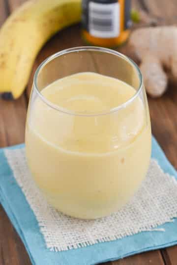 Turmeric smoothie in a glass.