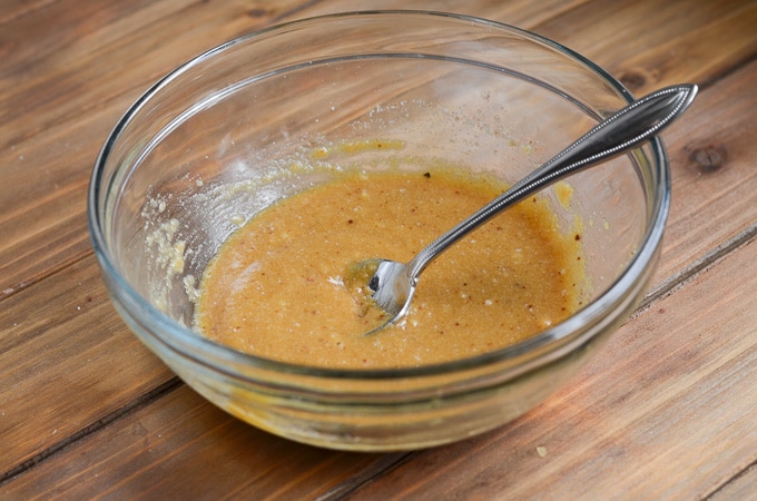 batter for Paleo mug cake in mixing bowl.