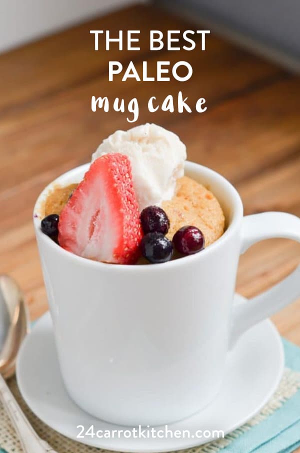 You'll love this sweet lil' mug cake! Just a few ingredients and ready in a few minutes!
The perfect snack when you don't want to make a whole cake! #Paleo #cake