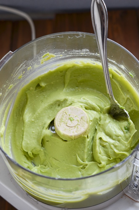 avocados blended in food processor.