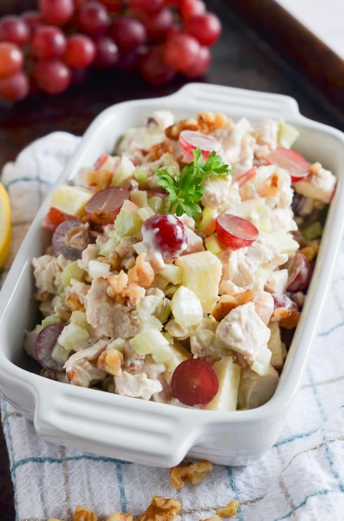 Waldorf Salad in serving dish.