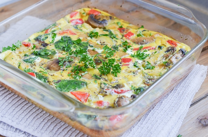 cooked whole30 casserole out of oven.