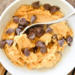 edible cookie dough in a bowl.