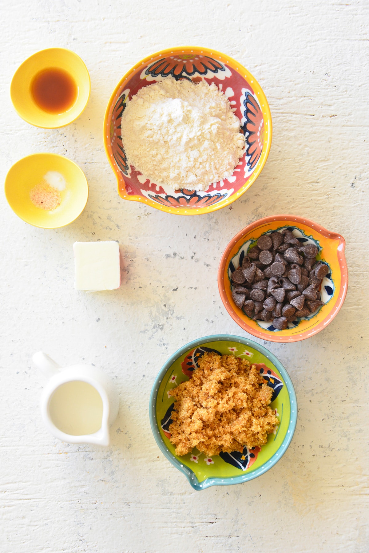 ingredients for edible cookie dough recipe.