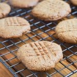 peanut butter cookies on cooling rack.