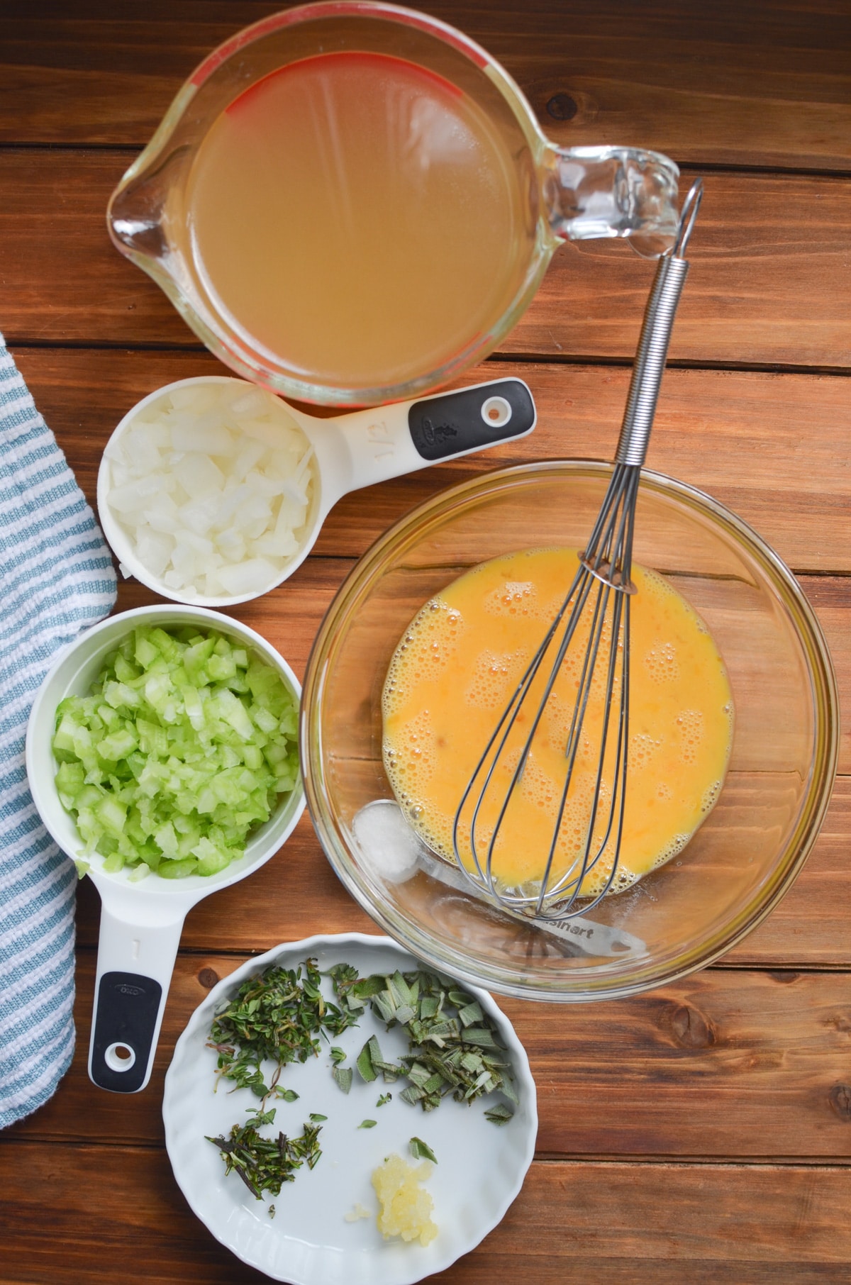 ingredients for gluten-free stuffing on counter.