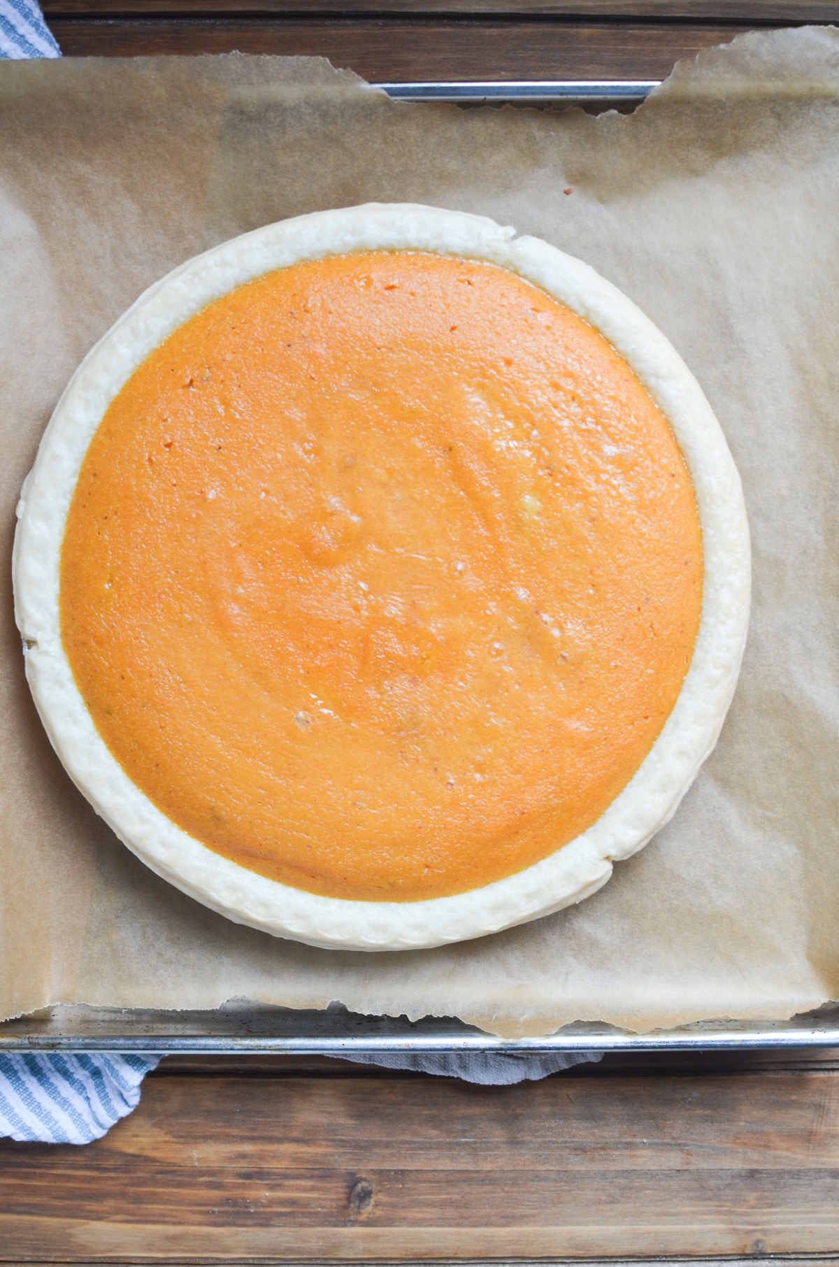 sweet potato pie baked and on the counter.