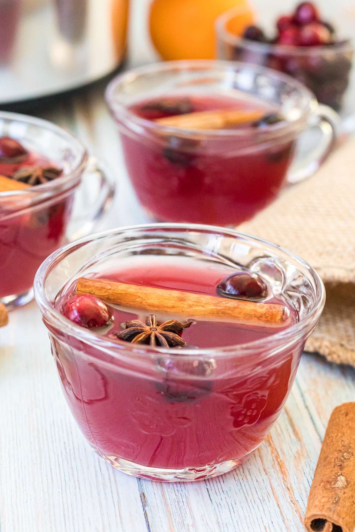 Wassail in glass mugs